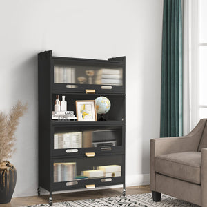 Mega Casa Steel 4-Door Accent Cabinet with Transparent Plastic Doors - Black