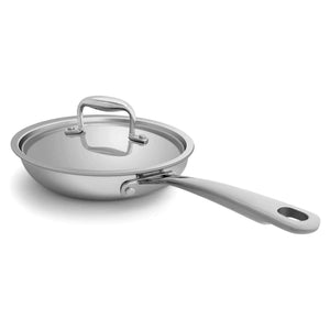 Fortune Candy Fry Pan with Lid, 3-ply Skillet, 18/8 Stainless Steel, Induction Ready, Dishwasher Safe, Silver (8-Inch)