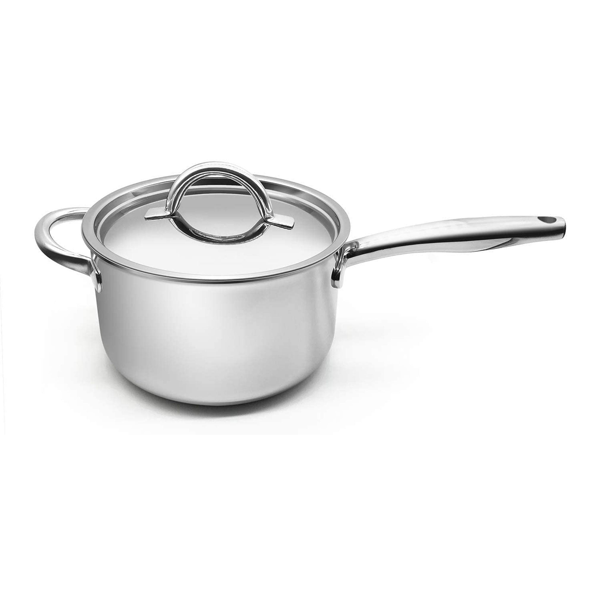 Fortune Candy 4-Quart Saucepan with Lid, Tri-Ply, 18/8 Stainless Steel,  Dishwasher Safe, Induction Ready, Mirror Finish (18/8 Steel)