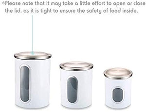 Fortune Candy Stainless Steel Canister Sets with Anti-Fingerprint Lid and Visible Window, Cereal Container Set of 3 (White)