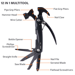 Duoupa 12- in-1 Tools Multi Tool Mini Hammer for Camping Outdoor Activity