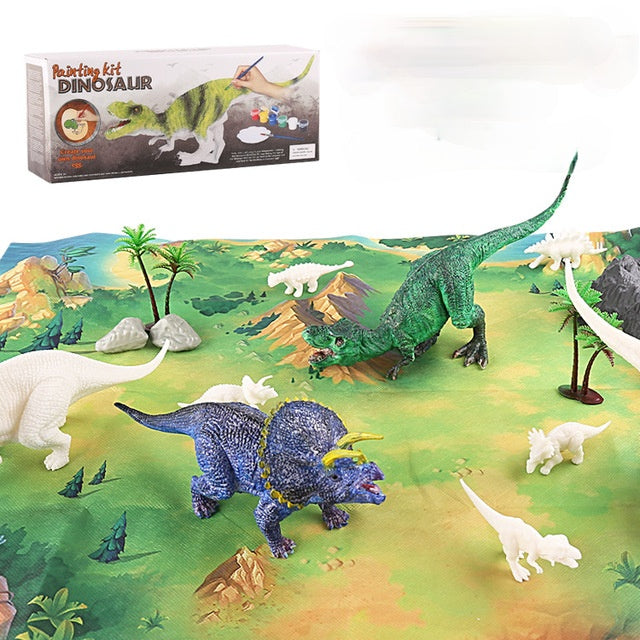 Duoupa Kids Crafts Painting Kit for Kids 3-5, 7 Dinosaur with Play Mat and Art Set,Fun Activities DIY Kids Paint Set Birthday Gifts for Kids
