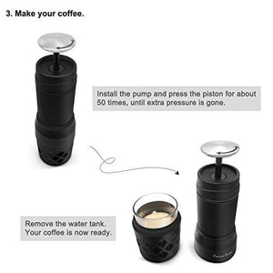 Fortune Candy Portable Coffee Maker, Manual Espresso Machine, for Capsule & Ground Coffee