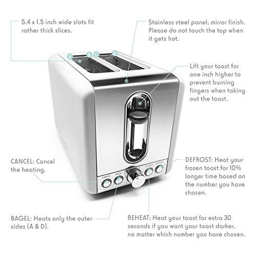 Toasters 2 Slice Best Rated Prime, Stainless Steel,Bagel Toaster - 6 Bread Shade Settings,Bagel/Defrost/Reheat/Cancel Function,1.5in Wide Slots