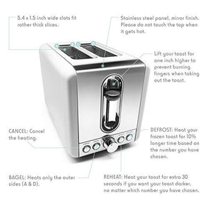 Toasters 2 Slice Best Rated Prime, Stainless Steel,Bagel Toaster - 6 Bread Shade Settings,Bagel/Defrost/Reheat/Cancel Function,1.5in Wide Slots
