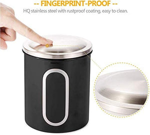 Fortune Candy Stainless Steel Canister Sets with Anti-Fingerprint Lid and Visible Window, Cereal Container Set of 3 (Black)