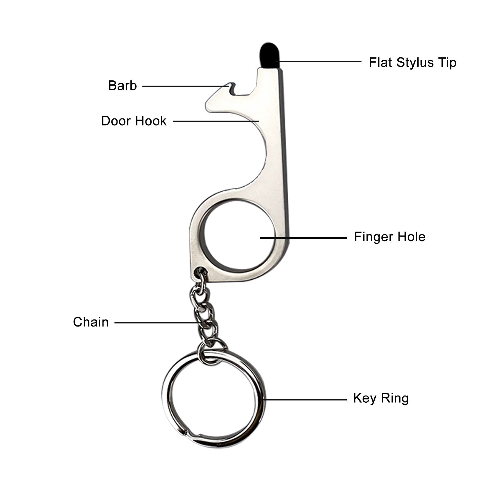 Duoupa No Touch door opener tool - Works as stylus pens for touchscreens - Multitool for Travellers - No touch keychain tool - 4 Pack