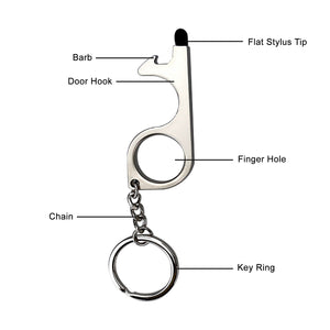 Duoupa No Touch door opener tool - Works as stylus pens for touchscreens - Multitool for Travellers - No touch keychain tool - 4 Pack
