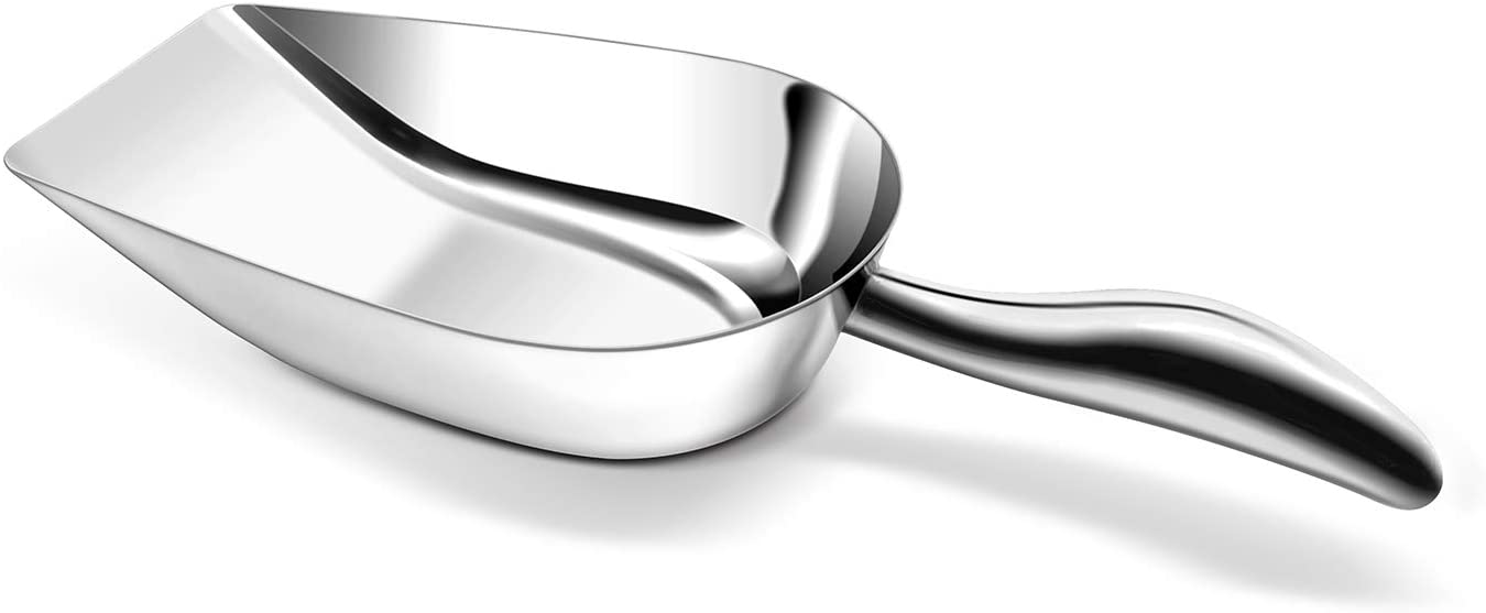 Fortune Candy Ice Scoop, Stainless Steel Ice Scoop, Ergonomic Grip, Mirror Finish, Heavy Duty (17.5 fl oz)