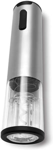 Fortune Candy Electric Wine Opener with Battery Indicator, Rechargeable, Cordless Automatic Corkscrew (Silver)