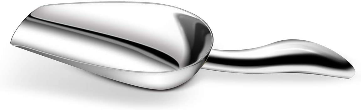 Fortune Candy Ice Scoop - Stainless Steel, Popcorn Candy Coffee Beans Scoop - Mirror Finish, Heavy Duty - Soft Contours, 3.5 fl oz, Pack of 2