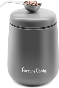 Fortune Candy Airtight Container - Stainless Steel, Magnetic Lid & Scoop - 18 oz (Matte Grey)