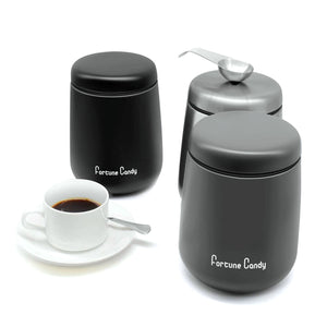Fortune Candy Airtight Container - Stainless Steel, Magnetic Lid & Scoop - 18 oz (Matte Black)
