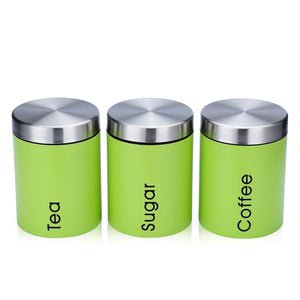 Fortune Candy Stainless Steel Bread Bin with Cutting Boards for Baked Bread with Set of 3 Canister (Apple Green)