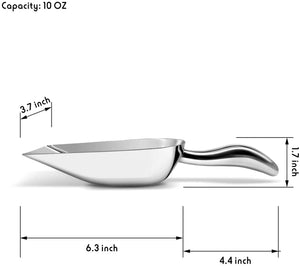 Fortune Candy Ice Scoop, Stainless Steel Ice Scoop, Ergonomic Grip, Mirror Finish, Heavy Duty (10 fl oz)