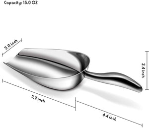 Fortune Candy Ice Scoop, Stainless Steel Popcorn Scooper, Ergonomic Grip, Mirror Finish, Heavy Duty