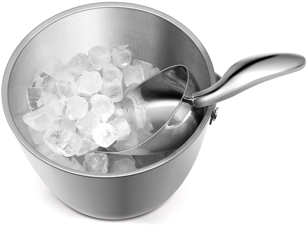 Fortune Candy Ice Scoop - Stainless Steel Ice Scoop, Popcorn Candy Coffee Beans Scoop - Comfy Grip, Mirror Finish, Heavy Duty - Soft Contours, 7 FL OZ