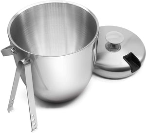 Fortune Candy Insulated Ice Bucket - Double Walled Stainless Steel Ice Bucket with Ice Tongs and Lid - 2.8 L, Silver
