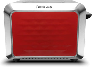 Fortune Candy Toaster 2 Slice Stainless Steel,Toaster for Bagels,Wide Slots Toaster with Removable Crumb Tray (Red)