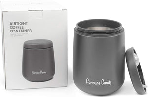 Fortune Candy Airtight Container - Stainless Steel, Magnetic Lid & Scoop - 18 oz (Matte Grey)