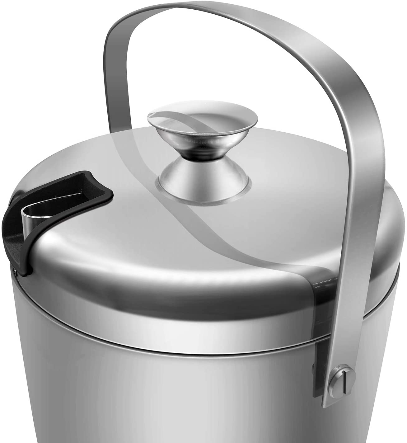 Fortune Candy Insulated Ice Bucket - Double Walled Stainless Steel Ice Bucket with Ice Tongs and Lid - 2.8 L, Silver