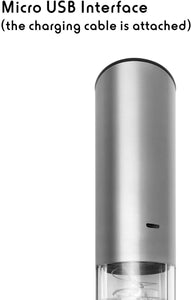 Fortune Candy Electric Wine Opener with Battery Indicator, Rechargeable, Cordless Automatic Corkscrew (Silver)