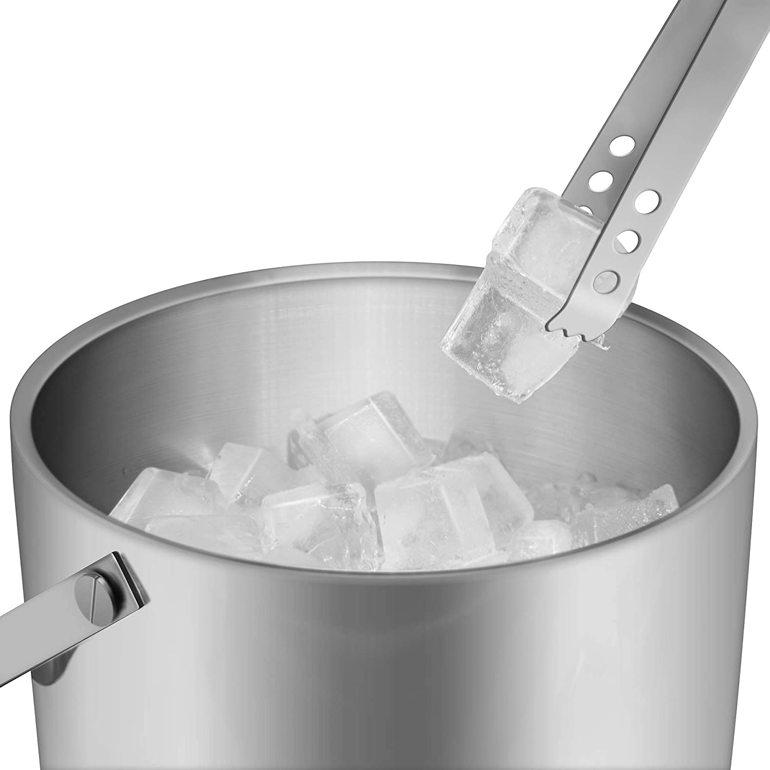 Fortune Candy Insulated Ice Bucket - Double Walled Stainless Steel Ice Bucket with Ice Tongs and Lid - 2.8 L, Silver