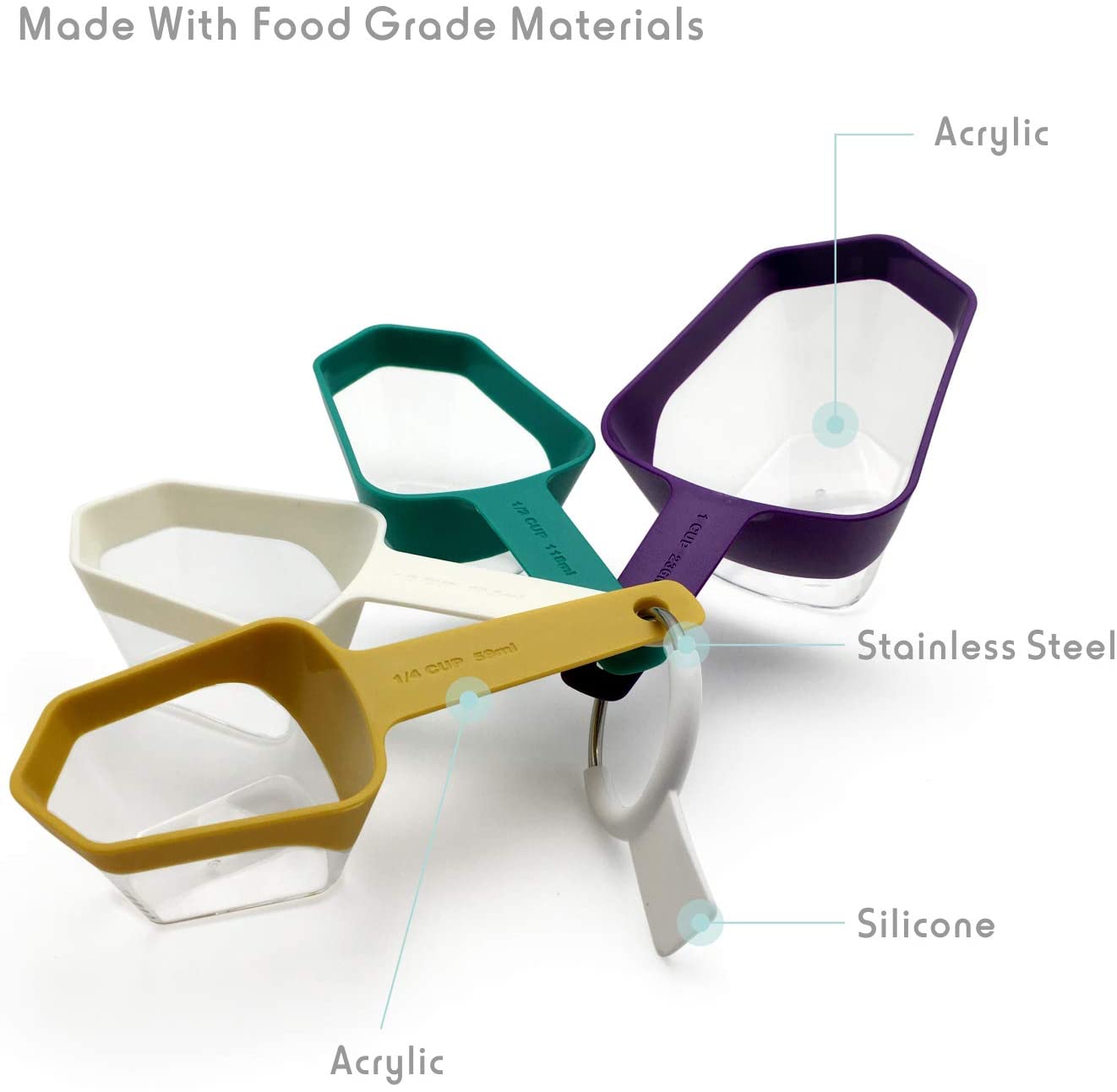 Fortune Candy Measuring Spoons, LFGB-certified, BPA-Free, for Dry and Liquid Ingredients (Cups)