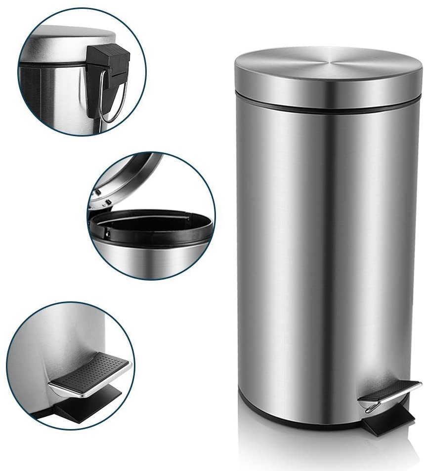 Kitchen Trash Can 8 Gallon and 1.3 Gallon Stainless Steel