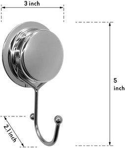 Fortune Candy Stainless Steel Suction Cup Hooks, Mirror Finish, Heavy Duty, with Adhesive Mount Kit (4, Single Hook)