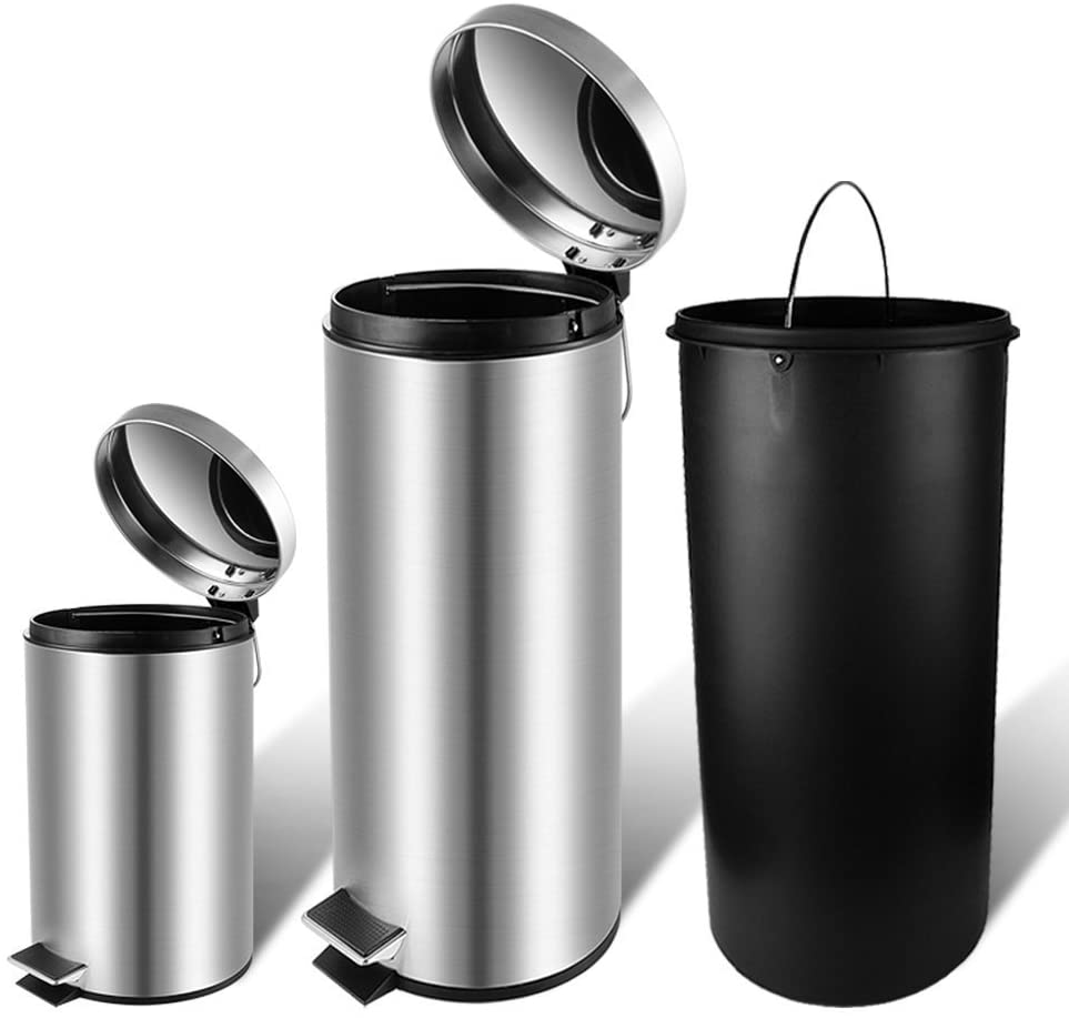 Kitchen Trash Can 8 Gallon and 1.3 Gallon Stainless Steel