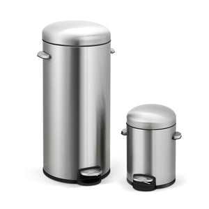 30+5 Liter Retro Round Shape Stainless Steel Trash Can Combo Oval Lid