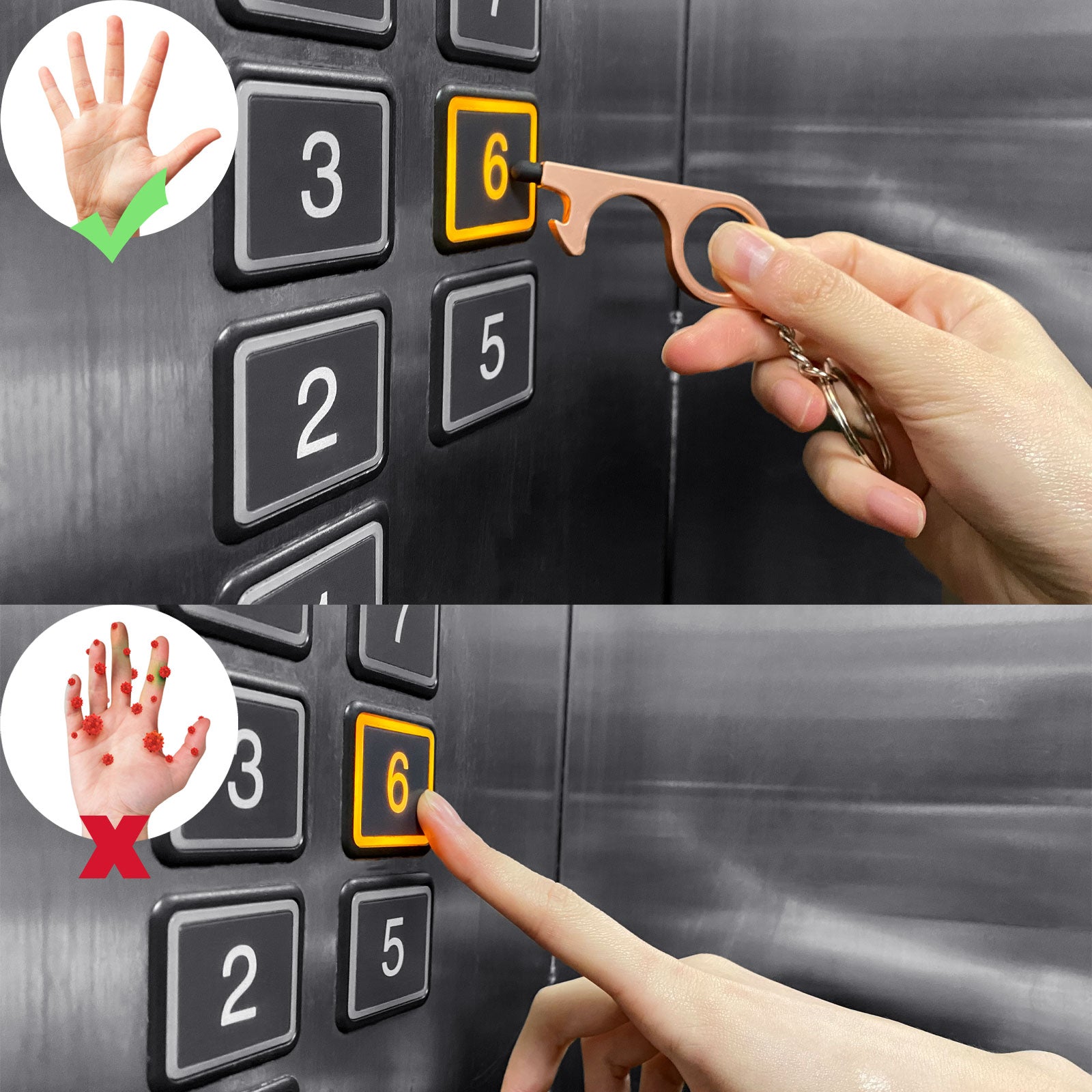 Duoupa No Touch door opener tool - Works as stylus pens for touchscreens - Multitool for Travellers - No touch keychain tool - 4 Pack