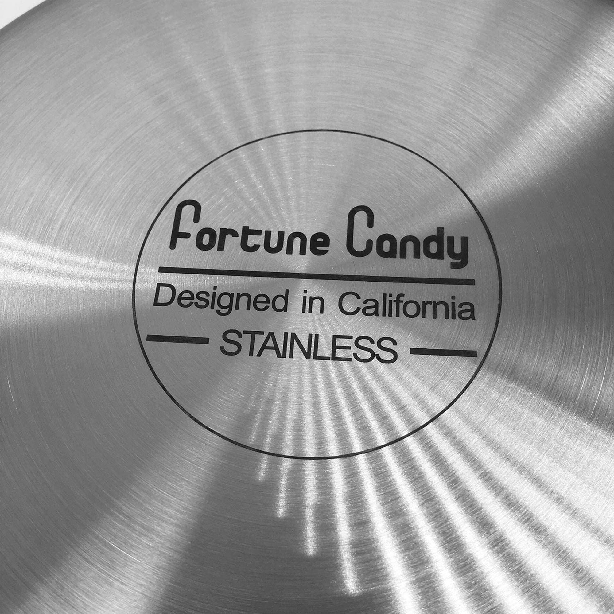 Fortune Candy Fry Pan with Lid, 3-Ply Skillet, 18/8 Stainless Steel, Induction Ready, Dishwasher Safe, Silver (8-inch)