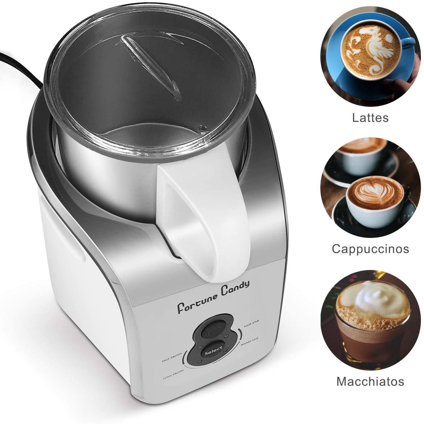 Bonsenkitchen Electric Milk Frother, Automatic Foam Maker for Coffee,  Lattes, Cappuccino 