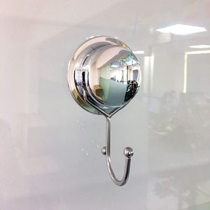 Fortune Candy Stainless Steel Suction Cup Hooks, Mirror Finish, Heavy Duty, with Adhesive Mount Kit (Single Hook)