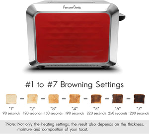 Fortune Candy Toaster 2 Slice Stainless Steel,Toaster for Bagels,Wide Slots Toaster with Removable Crumb Tray (Red)