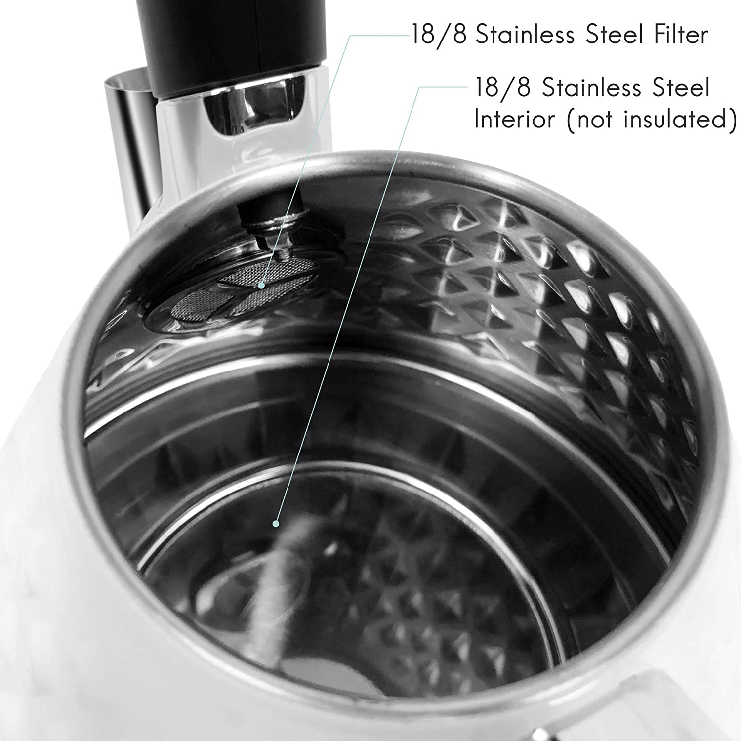 Fortune Candy KS-1011E Modern Stylish Design Stainless Steel Boiling Hot Water Kettle with Diamond Pattern