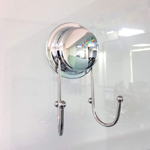 Fortune Candy Stainless Steel Suction Cup Hooks, Mirror Finish, Heavy Duty, with Adhesive Mount Kit (4, Dual Hooks)