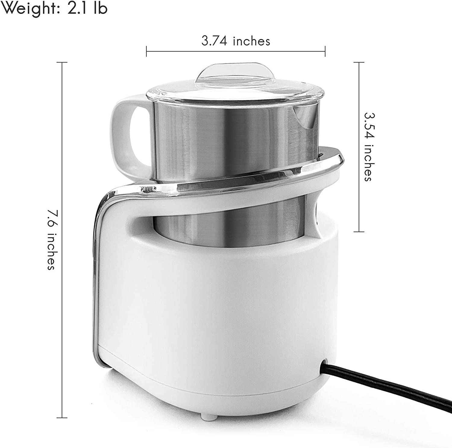 Fortune Candy Milk Frother, Detachable Jug, Electric Automatic Milk Foam Maker and Warmer for Latte and Cappuccino, ETL & LFGB Certified, BPA Free