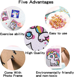 Duoupa 5D DIY Diamond Painting Kits for Kids, Cartoon Theme Stick Paint with Diamonds by Numbers Kit , Shine Mosaic Stickers DIY Handmade Art Craft