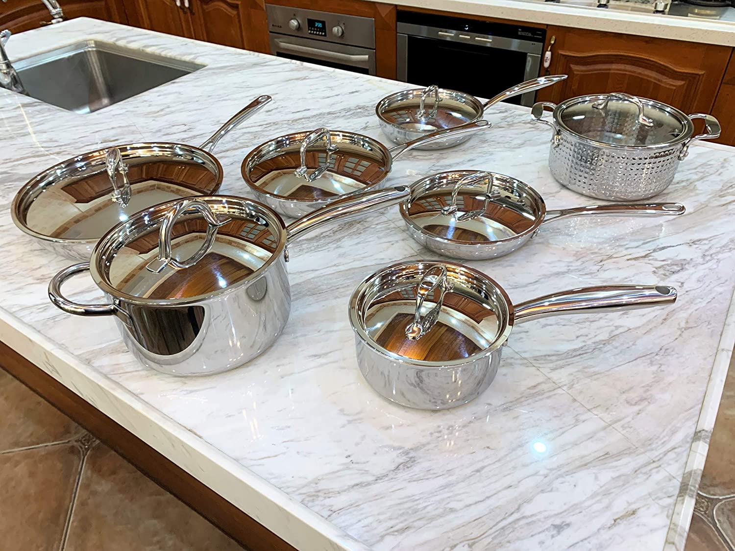 Lot - Magnalite Pots, Fish Tray, Stainless Steel Trays
