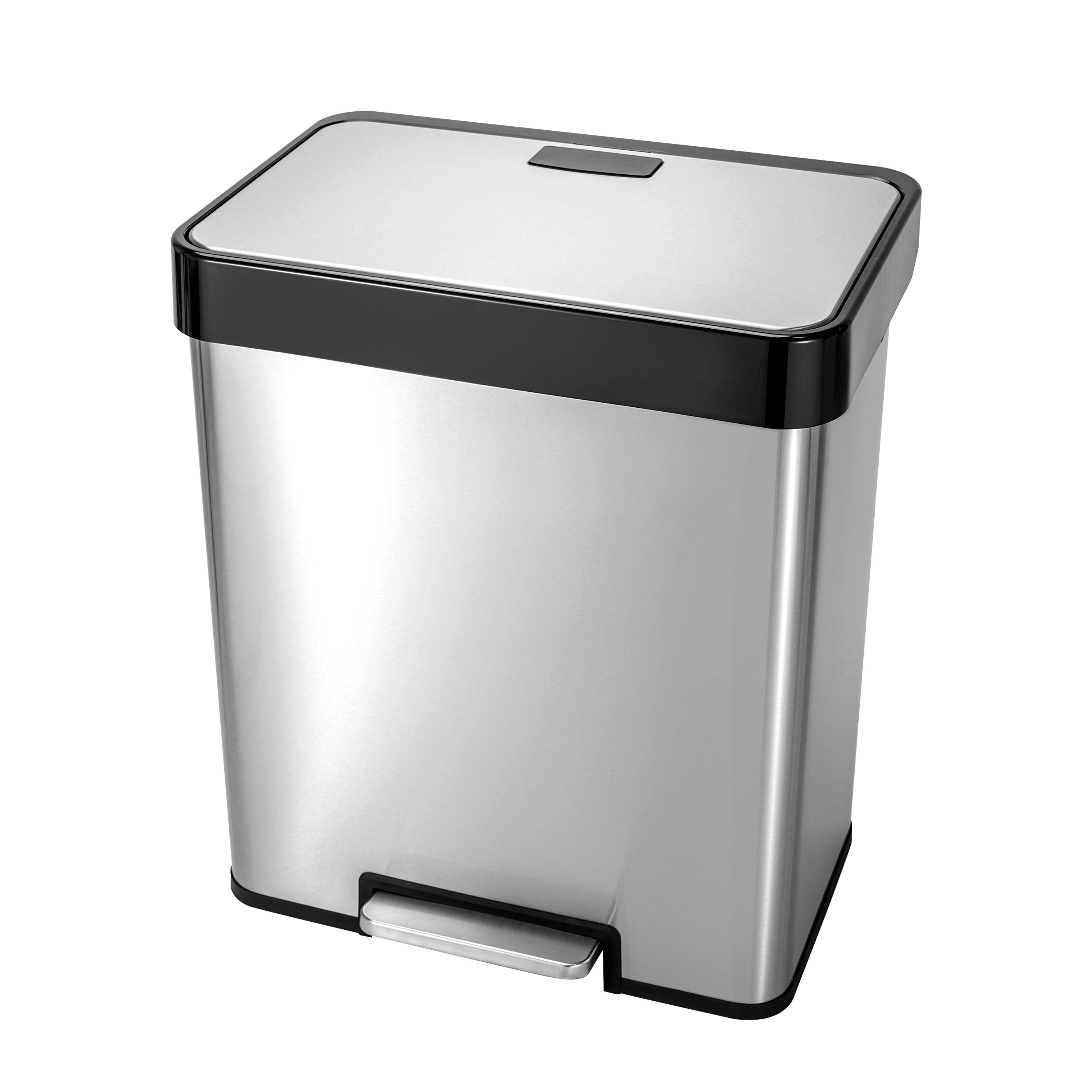 13 Gallon Kitchen Trash Can, Dual Removable Liners for Recycling