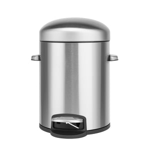 1.32 Gallon Stainless Steel Round Step-on Bathroom and Office Trash Can