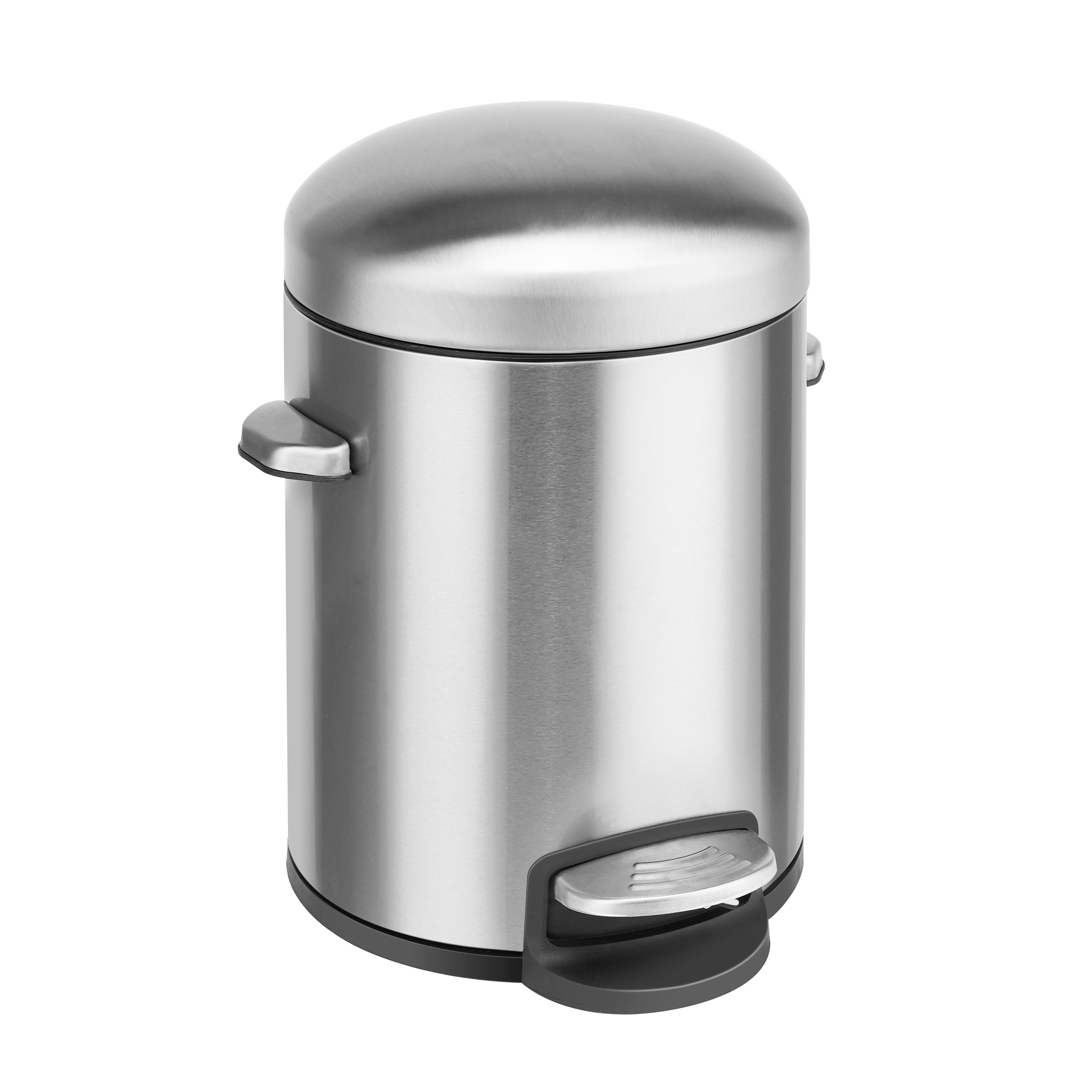1.32 Gallon Stainless Steel Round Step-on Bathroom and Office Trash Can