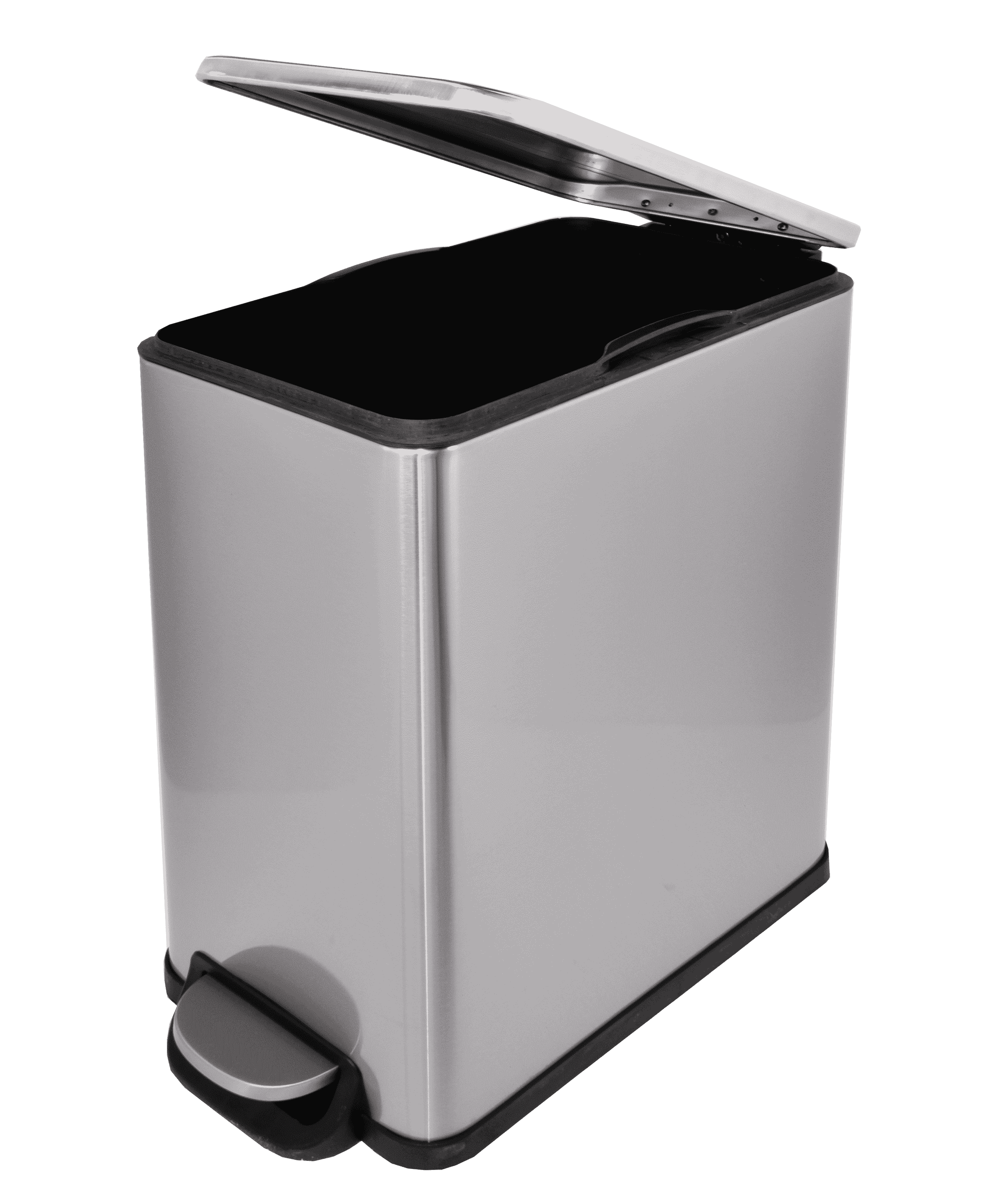 2.6 Gal./ 10 Liter Fingerprint Free Brushed Stainless Steel Slim Rectangular Bathroom and Office Trash Can