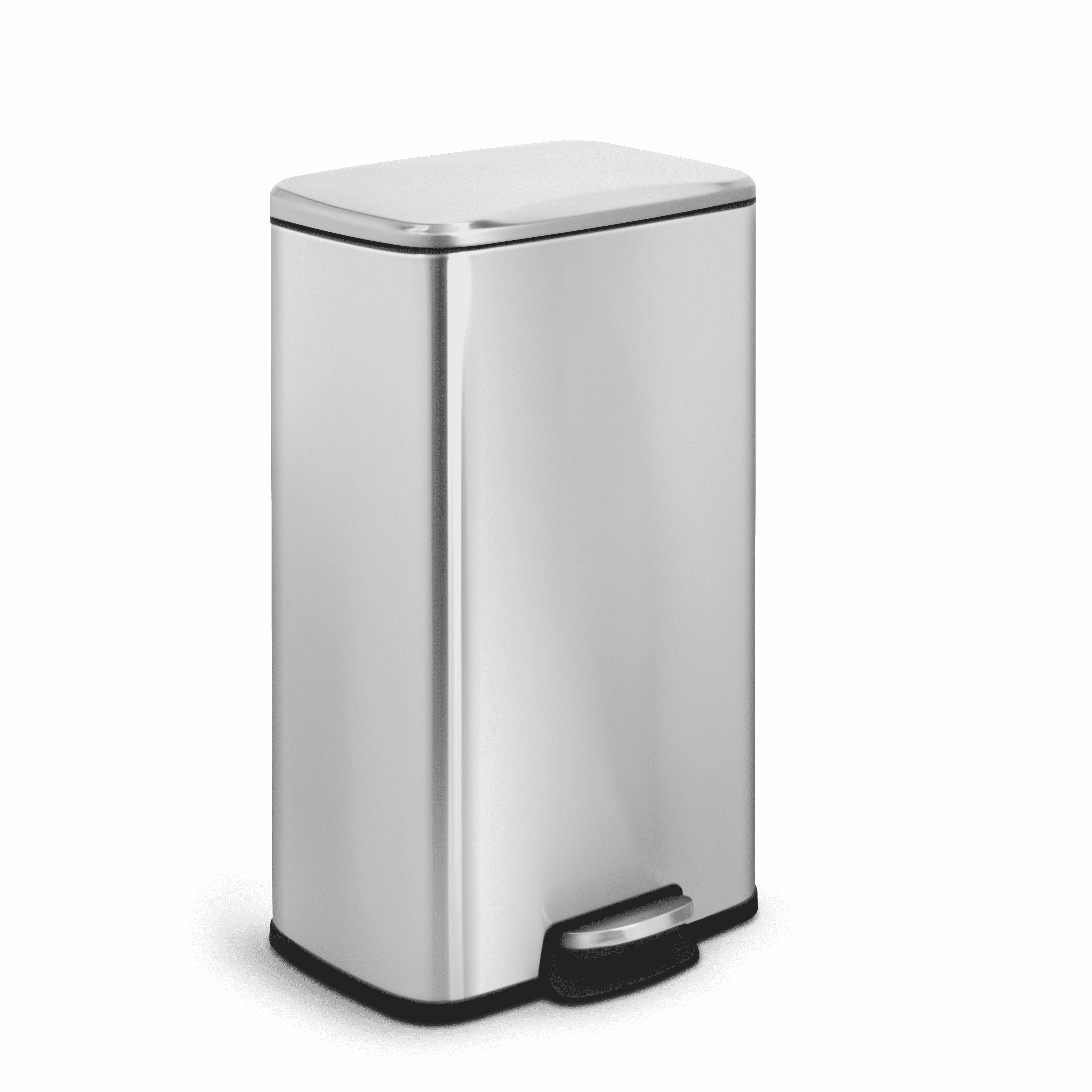 8 Gal./ 30 Liter Fingerprint Free Brushed Stainless Steel Rectangular Kitchen Trash Can