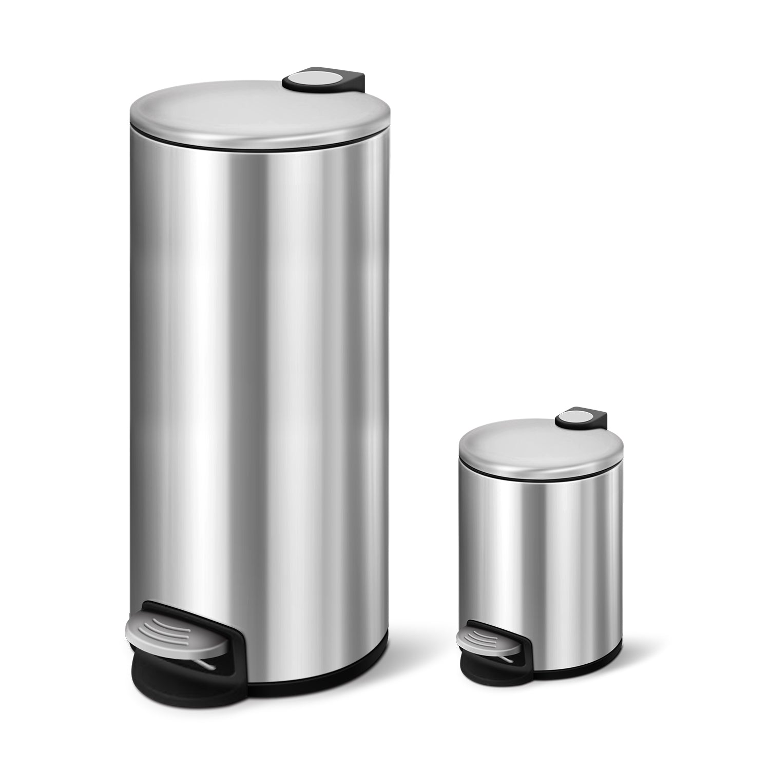30+5 Liter Stylish Round Shape Stainless Steel Trash Can Combo Thin Lid