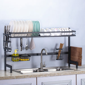 Over The Sink Dish Drying Rack,Width Hight Adjustable Dish Dryer Rack - Silver