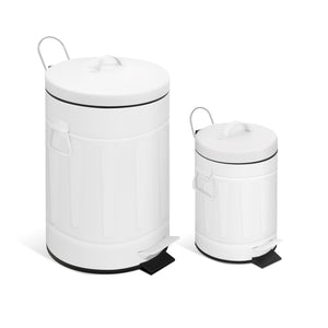 3+12 Liter New York Style Round Trash Can Combo White Coated